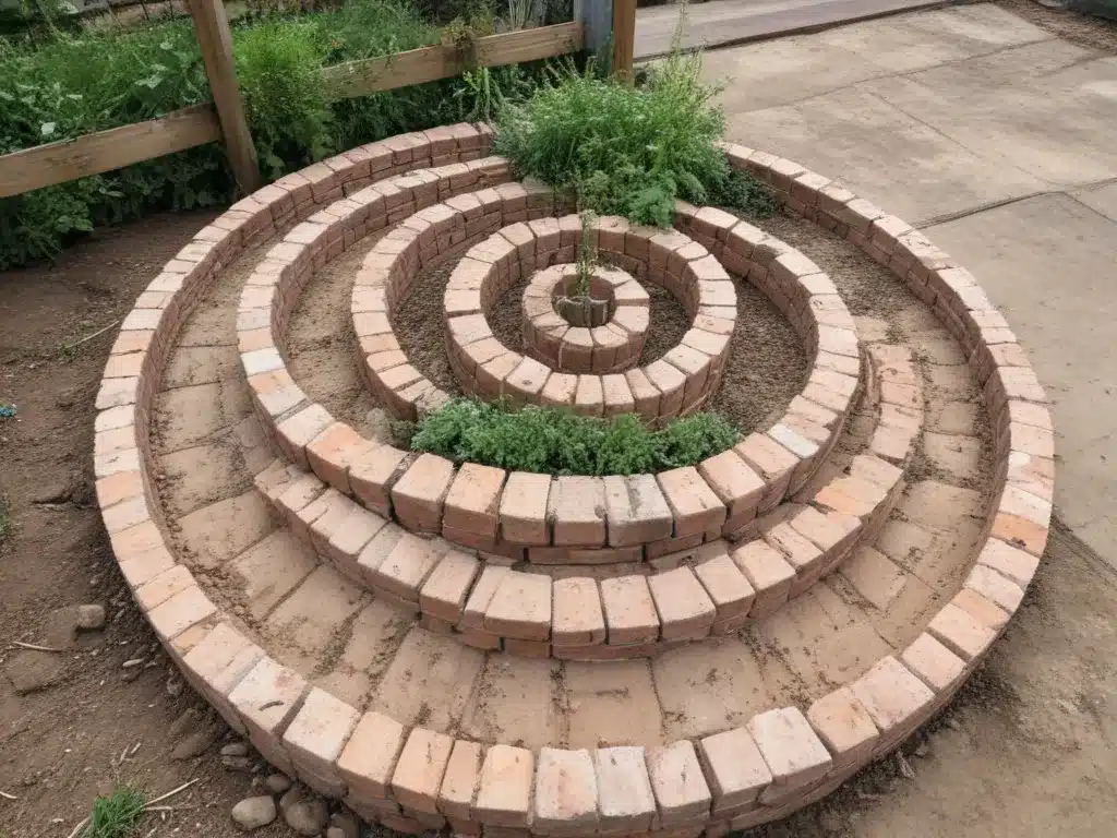 Create an Herb Spiral with Old Bricks and Wood