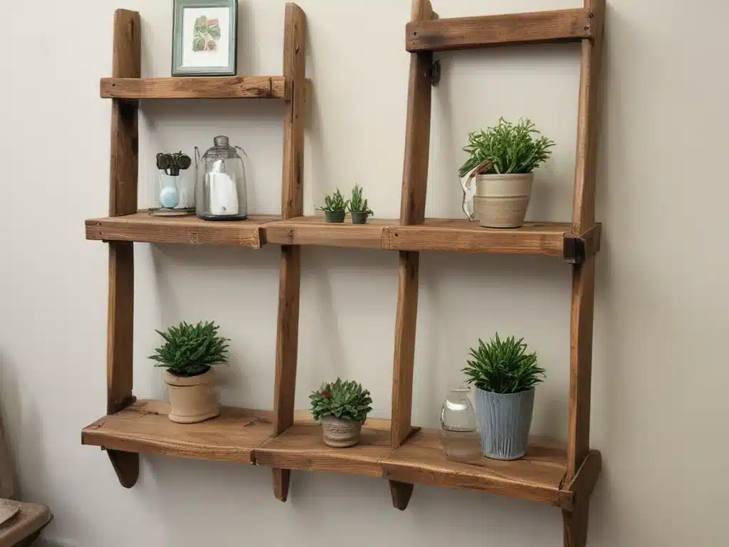 Upcycle Ladders into Rustic Shelves